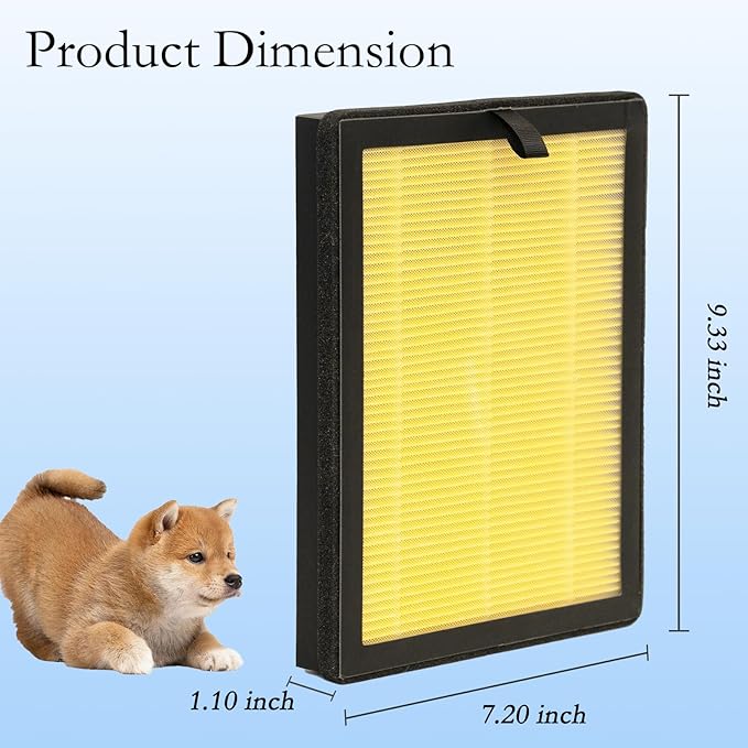 2 Packs ClearAir-A5 Pet Filter Compatible with Vewior ClearAir-A5 A5 Air Cleaner Purifier,3-in-1 Filter of H13 True HEPA+Activated Carbon Filter+Pre-Filter