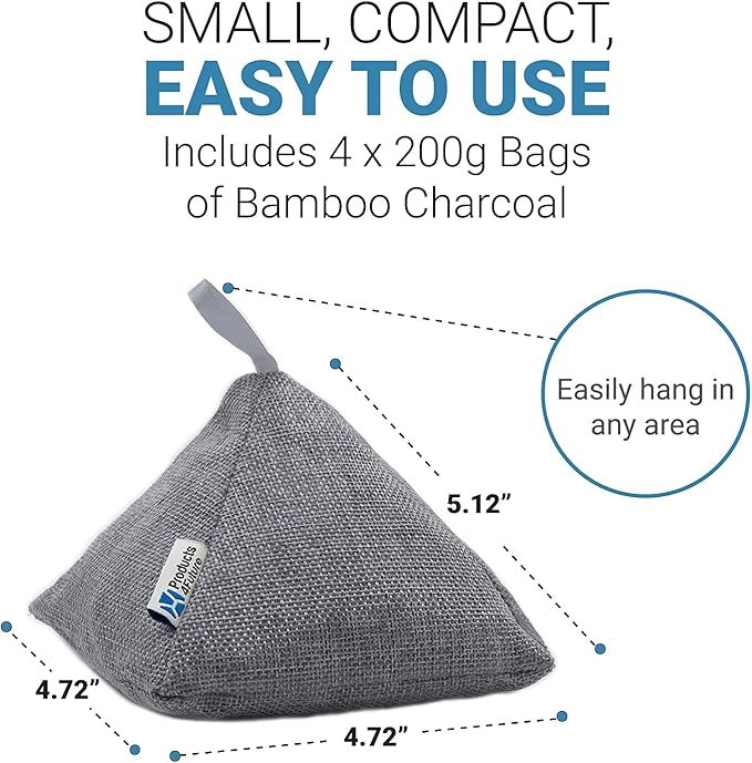 4 Pack of 200g Naturally Activated Bamboo Charcoal Air Purifying Bags | Natural Home Deodorizer Bags | Charcoal Bag Odor Absorber For Pets | Odor Eliminator & Moisture Absorber Air Freshener Bags