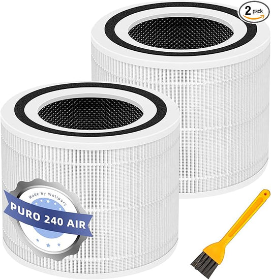 240 True HEPA Replacement Filter for Puro 240 Air Purifier,3-in-1 High-Efficiency HP-14 with Activated Carbon Filter,2 Pack