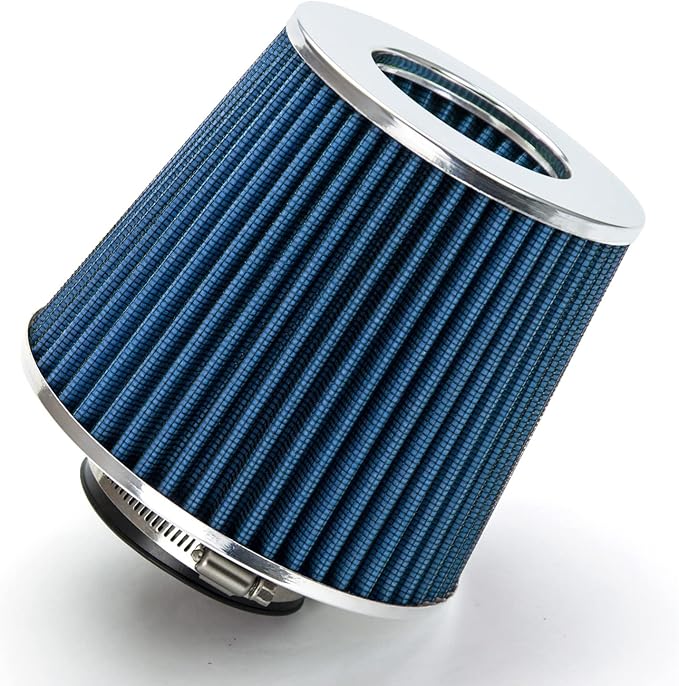 BLUE 3.25" 82.5 mm Inlet Cold Air Cone Replacement Performance Washable Clamp-On Dry Air Filter