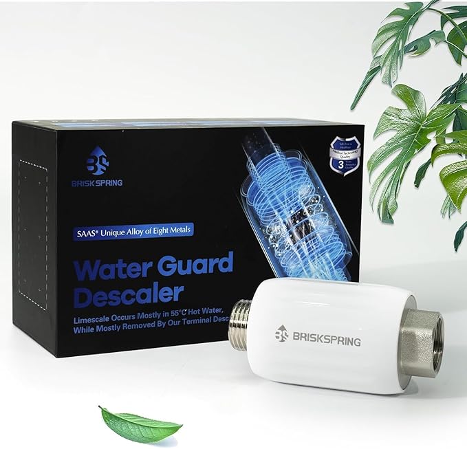 Salt Free Water Descaler, Water Heater Softener, Prevent Scale Buildup On Water Heaters, Faucet, Smart Toilet & Washer, Scale Inhibitor Inline System, 3-Year Durability, 1/2" Connector