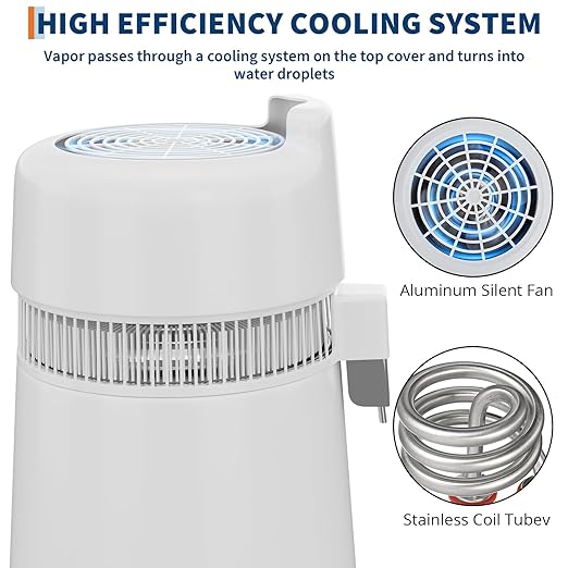 GarveeHome Water Distillers for Home Countertop, 1.5Gal/6L Stainless Steel Distilled Water Machine with Glass Container, 750W Desktop Drinking Purifier Filter Distilling Kit