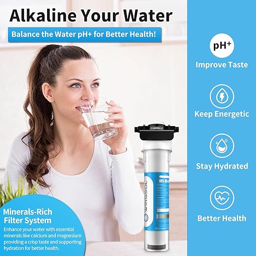 WINGSOL Under Sink Alkaline Water Filter with faucet, Improves and Taste, 5-in-1 Function Reduces Heavy Meatal, Chlorine, PFAS, PFOA/PFOS, Odor, Sediment, NSF/ANSI 53&42 Certified Water Filter