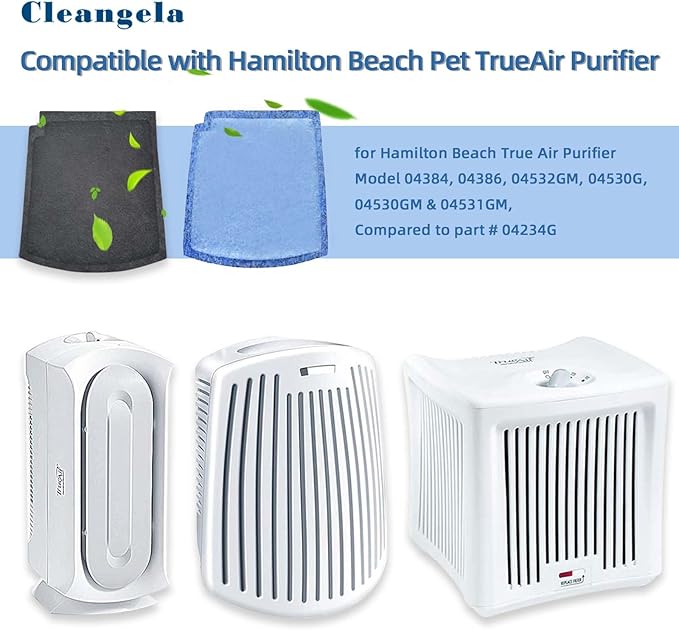True Air Replacement Filters Compatible with Hamilton Beach TrueAir Purifier Odor Eliminators - 04383 04384 04530G 04530GM 04531GM 04532GM