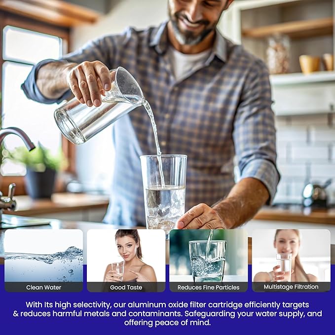 Crystal Quest Aluminum Oxide Fluoride Reduction Filter Cartridge, 4-5/8” x 20, Advanced Media, 6 GPM Flow Rate, Reduces Fluoride Up to 15,000 ppm, Long-Lasting, Easy Installation & Maintenance