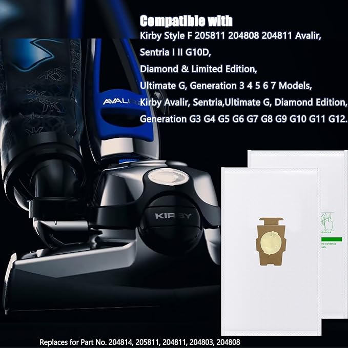 14 Pack 204814 Micron Magic HEPA Filter Plus Bags fit for kirby Part 205811 204814 204811 Universal Cloth Bags and All Kir-by Sentria Vacuum G Series, Avalir Models