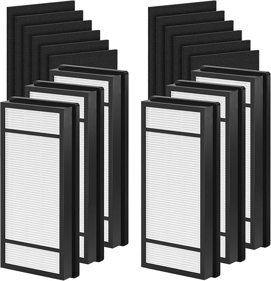 6 Packs HRF-H1 HRF-H2 True HEPA Replacement Filter H Compatible with HPA050 HPA150 HPA060 HPA160 HHT055 HHT155 Air Cleaner Purifier with 12 pcs HRF-B1 Activated Carbon Pre-Filters
