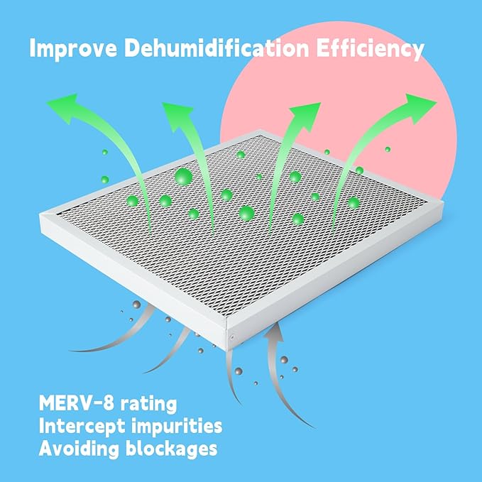 2Pcs 5443 Washable Dehumidifier Filter Compatible with Whole-House Dehumidifiers Models 1830 1850 1852 and Ventilation 8191 8192, MERV 8 10x12x1 Replacement Parts