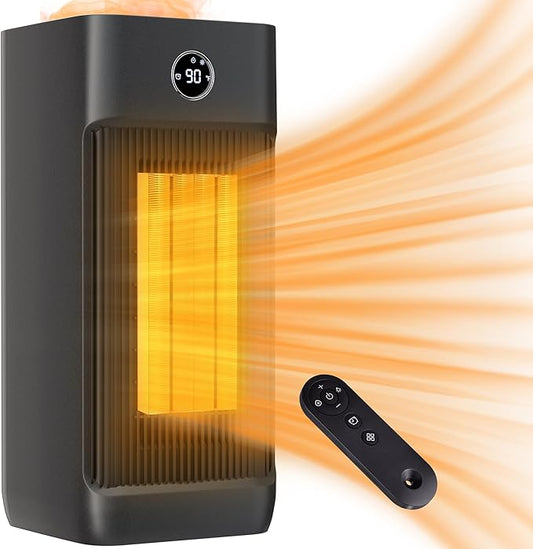 Uthfy Space Heater for Indoor Use, 1500W Portable Electric Heater with Humidifier for Large Room, Ceramic Heater with Wheels,12H Timer, Thermostat, Remote, Overheat&Tip-Over Protection for Bedroom