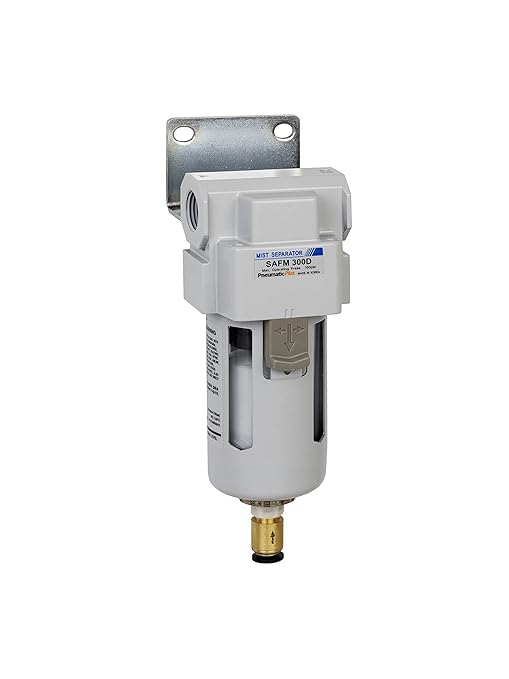 PneumaticPlus SAFM300-N03BD Compressed Air Coalescing Filter, 0.1 Micron, 3/8" NPT - Poly Bowl, Auto Drain, Bracket