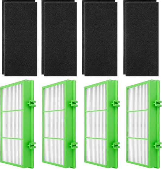 HAPF30AT-Total Air HEPA Type Filter Replacement for Holmes AER1 Filter Replacement, Compatible with HAPF300AH-U4R and HAP242-NU, Funmit 4 True HEPA Filters & 8 Activated Carbon Pre-Filters, Green
