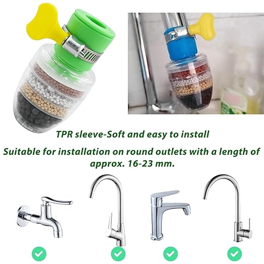 4 Pack Faucet Water Filter,6 Layer Cartridge Activated Carbon Filters Water Filter Faucet Replacements for Sink Applicable 1/2inch - 3/4inch Faucet