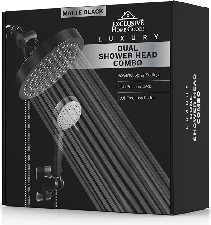 Shower Head With Handheld Combo, 6 Inch High Pressure Rainfall Showerhead With Hand Held 70 Inch Hose for Bath - Adjustable Swivel Shower Head Spray Anti-leak Nozzles - Universal Fit