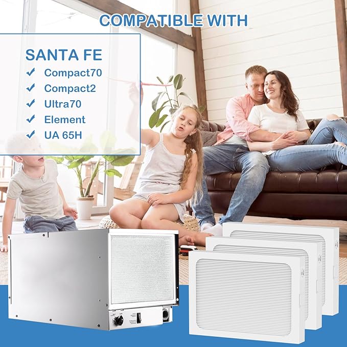9 x 11 x 1 MERV 13 Replacement Dehumidifier Filter Compatible with Santa Fe Compact70, Ultra70, Element, Compact2, UA 65H dehumidifier Models, 3 Pack