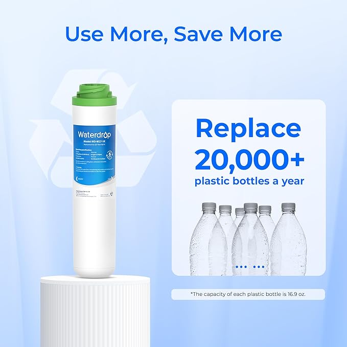 Waterdrop FQK2J Under Sink Water Filter, Replacement for GE FQK2J, FQK1K, 1350 Gallons Dual Flow Drinking Water Replacement Filters (2 Count)