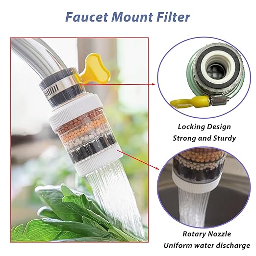 4 Pack Faucet Mount Filters,Faucet Water Filter for Kitchen,Purifier Kitchen Tap Filtration for Kitchen Bathroom with Activated Carbon Removes Chlorine Fluoride Heavy Metals Hard Water (Random Color)