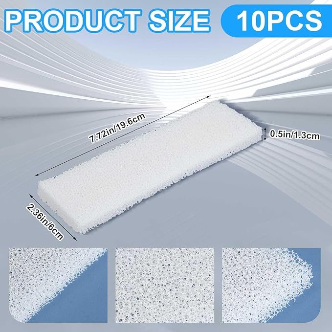 Nosiny 10 Pcs Filter Foam Pad Compatible with Fluval U3 Underwater Sponge Aquarium Underwater Filter Accessories Compatible for Aquarium, Fish Tank