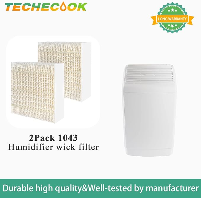 1043 Super Humidifier Wick Filters (2Pack) Replacement for Essick AirCare Evaporative Humidifier Filter EP9500 EP9700 EP9800 831000 821000 826000 826800, Bemis Space Saver 800 8000 Series by Techecook