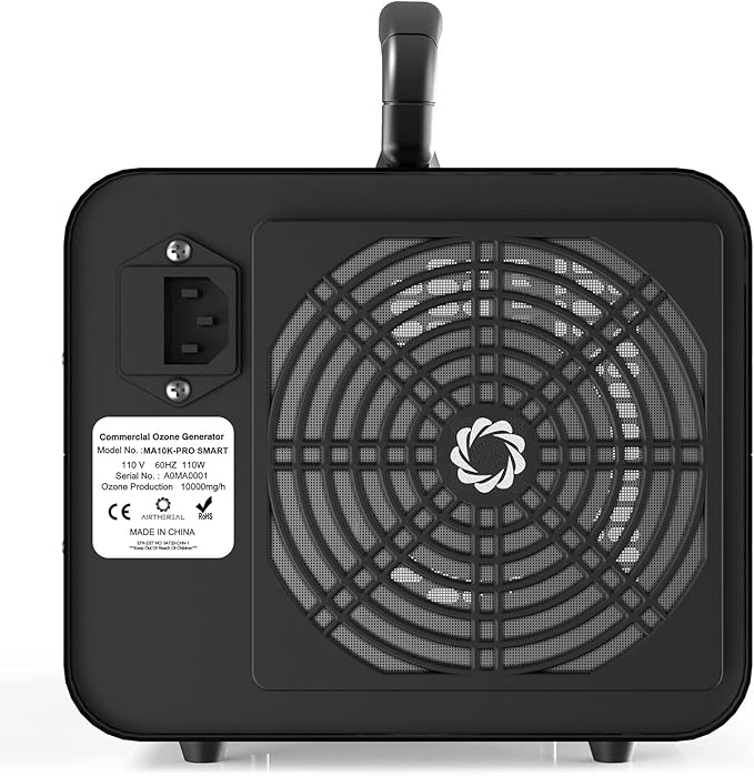 Airthereal MA10K-PRO SMART WiFi Ozone Generator - High Ozone Output Capacity Ozonator- Odor Remover, Deodorizer, Sterilizer - Adjustable Output and Timer Settings for Any Size Room - Black