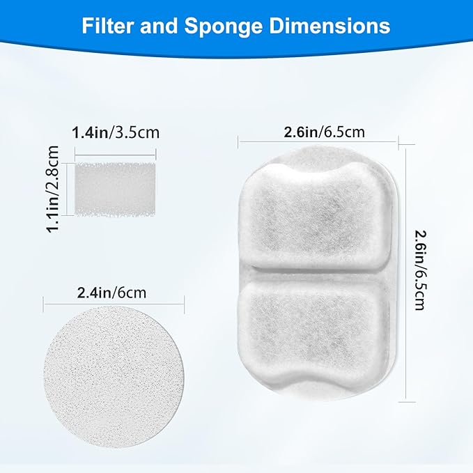 16 Sets Replacement Filters-Dog Water Fountain Filters for Large Dogs, Pet Water Filters Compatible with oneisall 7L/230oz/1.8G Stainless Steel Dog Fountain