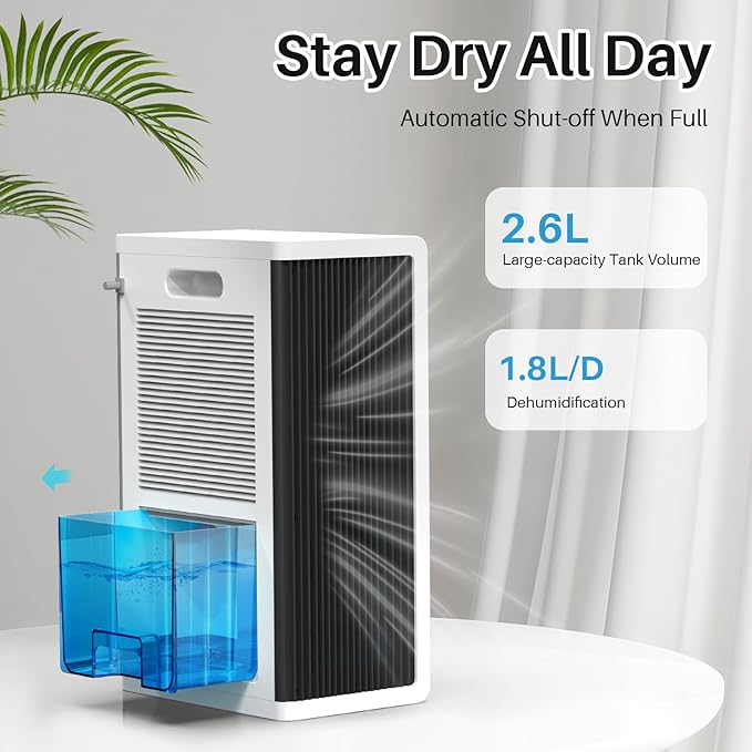 Dehumidifier, 95 oz dehumidifiers for home,1000 sq. ft Dehumidifiers for Bedroom with 7 Colors LED Light, Ultra Quiet & Auto Shut off dehumidifiers for basements Ideal for RV, Bathroom, Bedroom