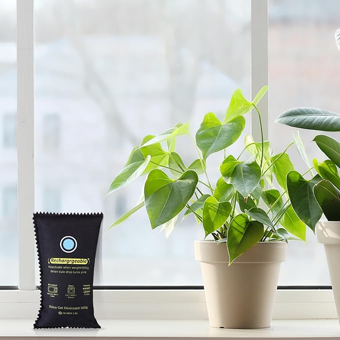 1000g Rechargeable Silica Gel Desiccant Pack of 1, Moisture Absorbers Bag, Discoloration Desiccant Dehumidifier for Dry and Storage Home Closets Gun Safe Cars, Black