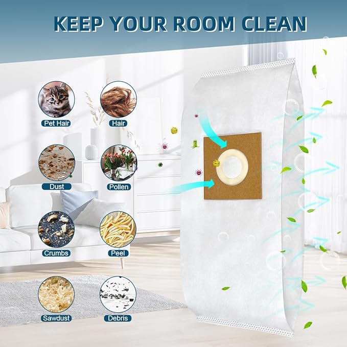 6 Pack Type Y HEPA Vacuum Bags Replacement for Hoover WindTunnel Upright Style Y, Z, YZ Vacuum Cleaners, 4010100Y Filter Bag