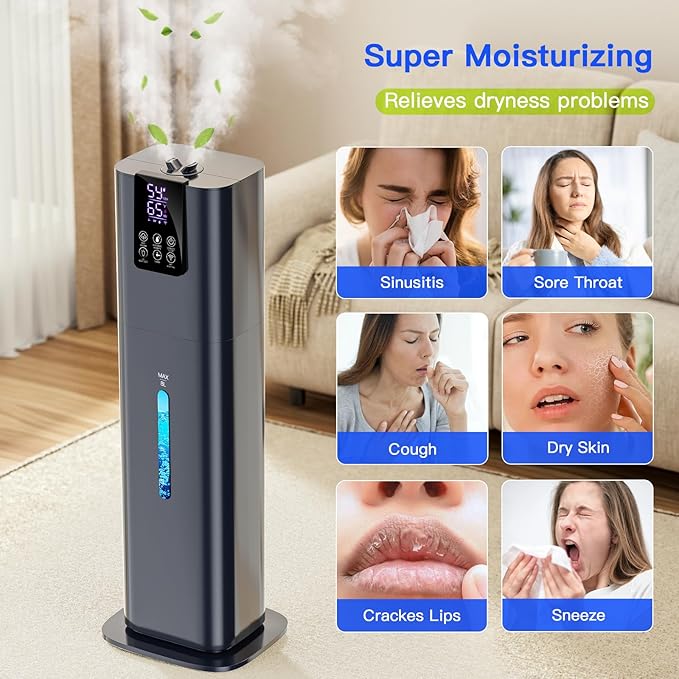 Smart Humidifiers Large Room Bedroom Home, 2.11Gal(8L) Quiet Top Fill Cool Mist Humidifier, Smart App & Remote Control, 3 Speed Humidifier with 360° Nozzle, Humidity Setting for Baby Office(Blue)