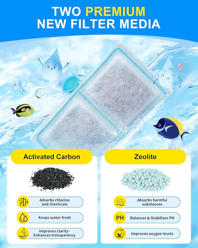 12 Pack Aquarium Filter Cartridge Compatible with Top Fin EF-S Filter Cartridges, EF-S Fish Tank Filters for BF5 BETTAFLO, Upgraded Fish Filters Compatible with Top Fin Replacement Parts