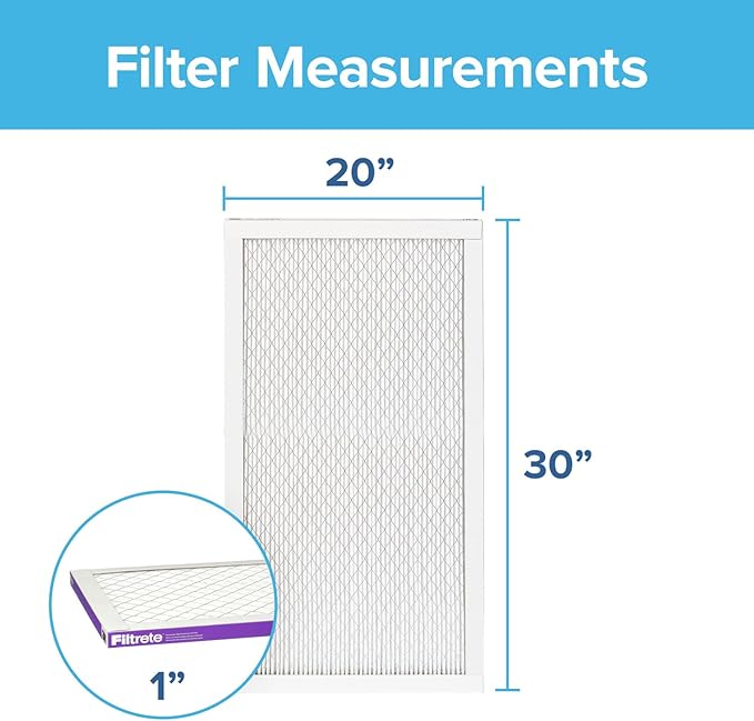 Filtrete 20x30x1 AC Furnace Air Filter, MERV 12, MPR 1500, CERTIFIED asthma & allergy friendly, 3 Month Pleated 1-Inch Electrostatic Air Cleaning Filter, 2-Pack (Actual Size 19.81x29.81x0.78 in)