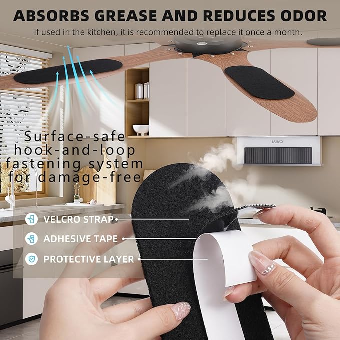 10 Pack Ceiling Fan Filters for Blades, 95% Activated Unscented Coconut Shell Carbon Filter, Ceiling Fan Air Purifier Pads for Common Household Contaminants, Unscented, Easy to Stick, Clean