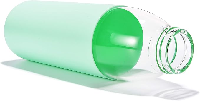 veegoal 18 Oz Borosilicate Glass Water Bottles with Bamboo Lid, BPA-FREE, Non-Slip Silicone Sleeve, and Stainless Steel Leak Proof Lid - Reusable Glass Bottle for Men and Women