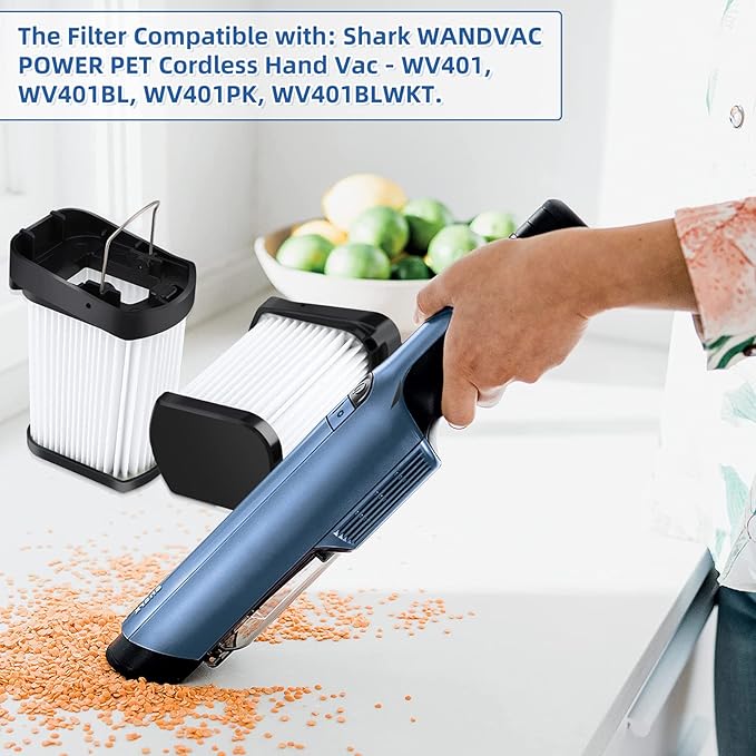 6 Pack Replacement Fabric Filter Compatible with Shark Cordless Handheld Vacuum WANDVAC WV401 WV401BL WV401PK WV403BR WV410PR WV410BL Compare to Part XFFWV400
