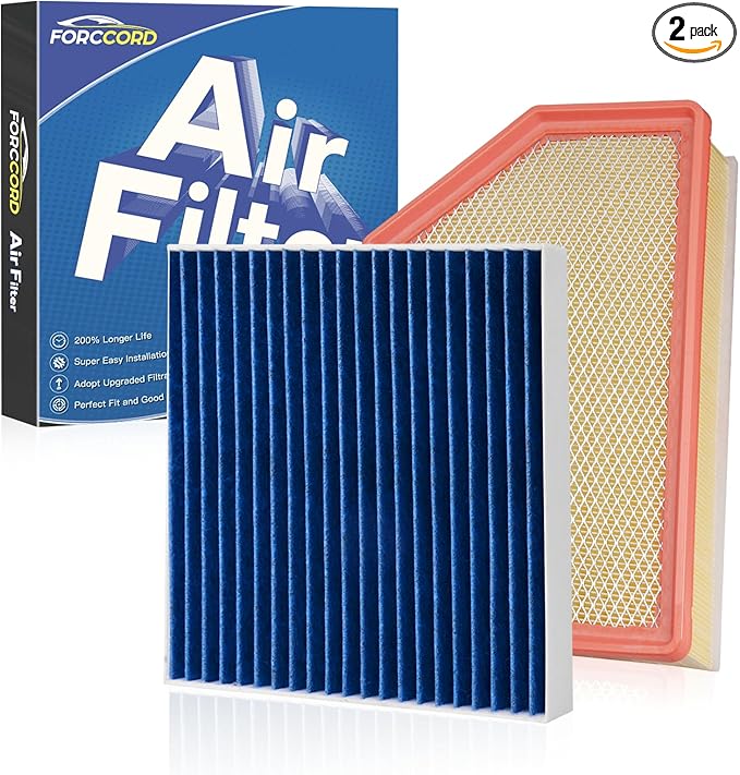 Cabin & Engine Air Filter Fit for Silverado 2500HD/3500HD (2020-2026), GMC Sierra 2500HD/3500HD (2020-2026) 6.6L Diesel Engine Only Activated Carbon Cabin Filter Replacement CF11966 84554703