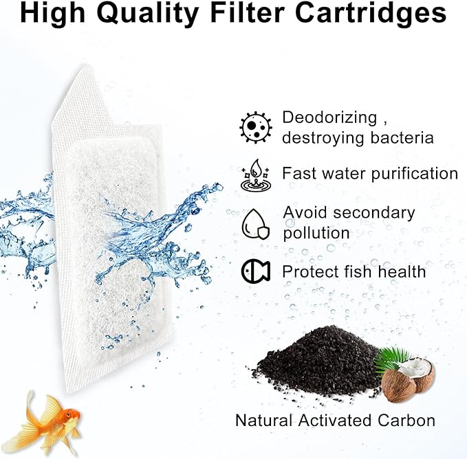 14 Packs Replacement Small Filters Cartridges for Tetra Whisper Small Fish Tanks Filter, Refilled Filters Cartridges S Size for 3-10 Gallons Betta Aquarium Filter Kit