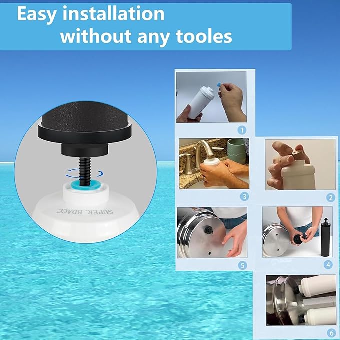 TONKI Gravity Water Filter Replacement for Berkey® BB9-2® Black Filters & PF-2® Fluoride Filters, Compatible with Berkey® Gravity Water Filter System, Combo Pack