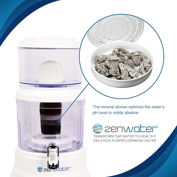 Genuine Maifan Mineral Stones Filter Case Replacement - Exclusively for Zen Water Countertop Gravity Filtration System - Clean and Mineral-Rich Hydration