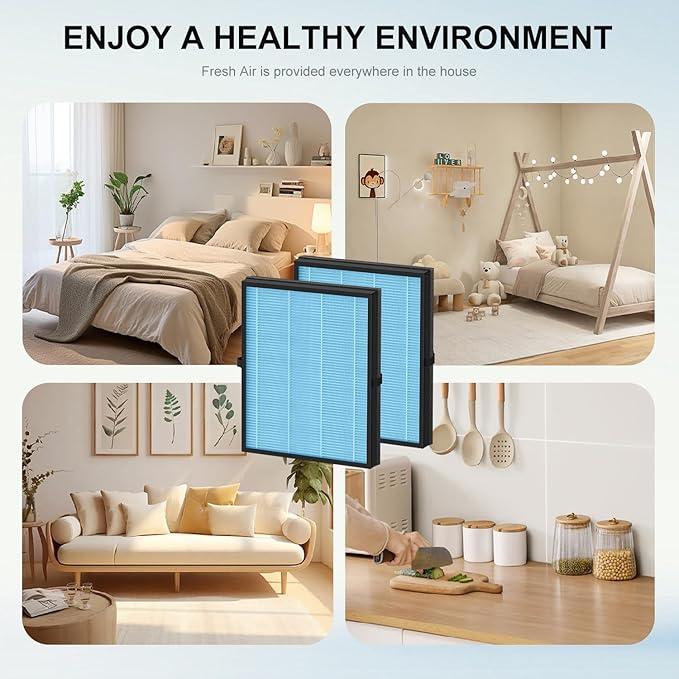 2 Pack MK04 Air Filter Replacement Compatible with AROEVE MK04 MG04JH Air Puri-Fier, 4-in-1 High-Efficiency Filter Suitable for Dust, Pet Dander, Smoke, Pollen,Standard Version