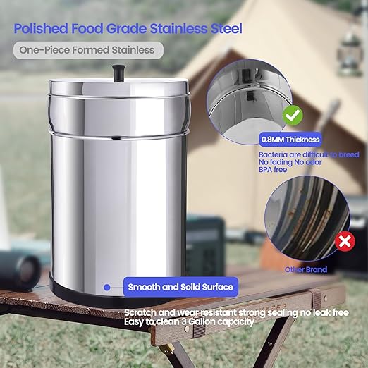 Amwater NSF/ANSI 42&372 Certification 3G Stainless Steel Gravity-Fed Water Filter System, Reduces Lead and up to 99% of Chlorine,with 4 Black Purification Filter, Metal Spigot and 6inch Stand