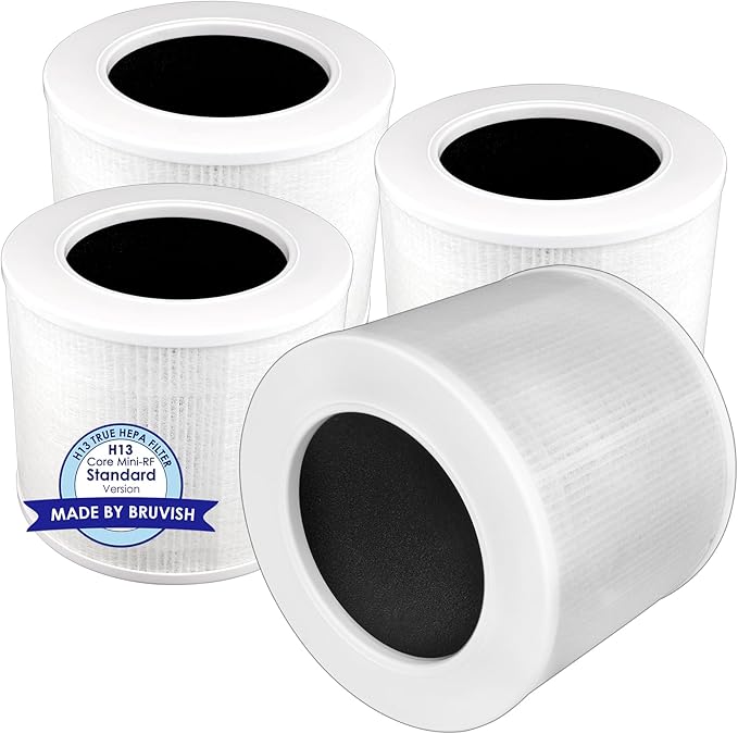 4 Pack Core Mini Replacement Filter Compatible with LEVOIT Core Mini Air Purifier, Core Mini H13 True Hepa Filter, 3-in-1 HEPA Filter, Activated Carbon Filters, Compared to Part # Core Mini-RF