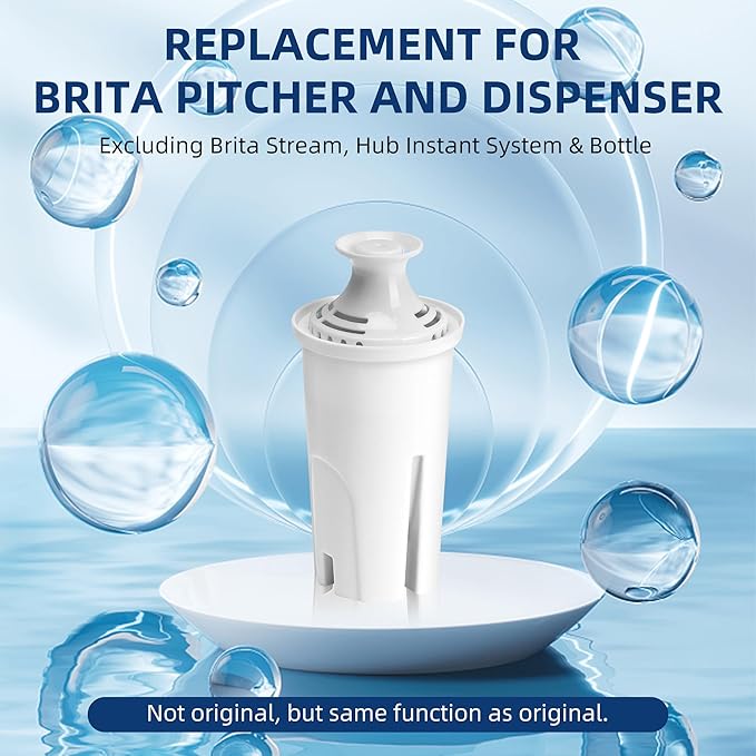 Water Filter Replacement for Brita Stand Pitchers,8 Packs Water Filters Fit for Brita OB03, Classic 35557, Mavea 107007 by APPLIANCEMATES