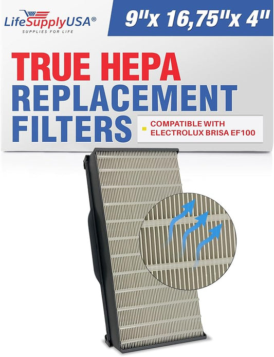 LifeSupplyUSA True HEPA Filter Replacement Compatible with Electrolux Brisa EF100 Air Purifier