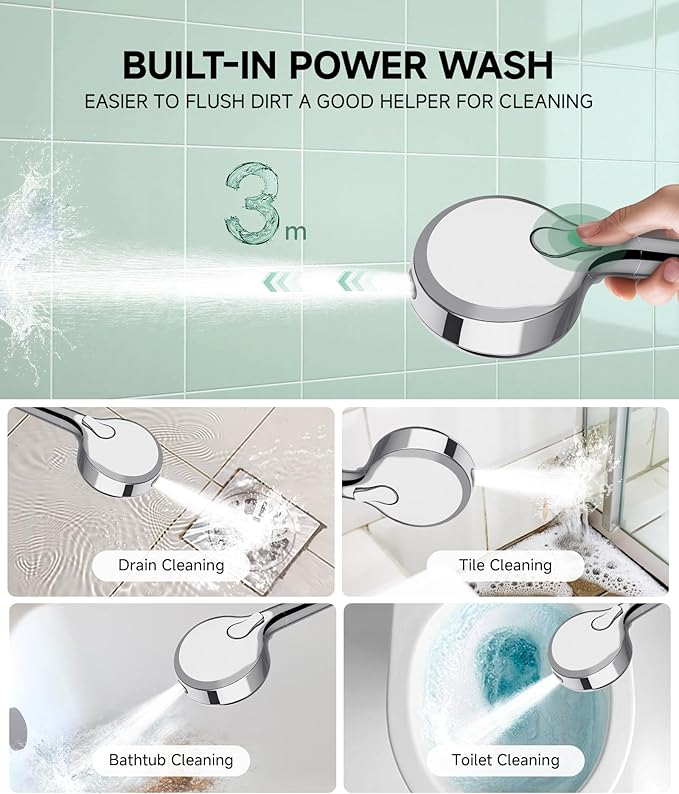 SunCleanse Filtered Shower Head with Handheld, 9-Spray Setting Detachable Showerhead with Filters, Shower Head for Hard Water - Filtered Chlorine, Improve Skin and Hair Texture, Chrome