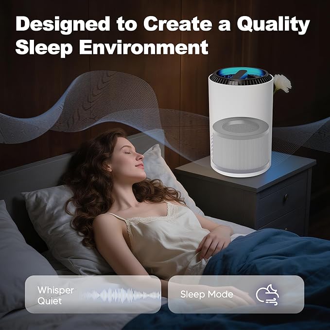 MK01 & MK06 True HEPA Filter Replacement Compatible with Aroeve MK01, MK06, ToLife TZ-K1 and Kloudi DH-JH01 Air Purifier, Smoke Remover Version, Grey, 2 Pack