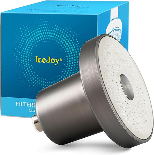 IceJoy Shower Head with Filters - Scientifically Evaluated, High-Efficiency Filtered Shower Head for Enhanced Hair & Skin Health, Minimize Hair Loss, Preserve Color-Treated Hair (Brushed Steel)