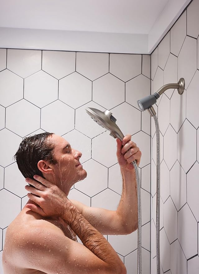Moen 26112SRN Engage Spot Resist Brushed Nickel Six-Function Removable Handheld Showerhead with Magnetic Docking System, 5.5-Inch