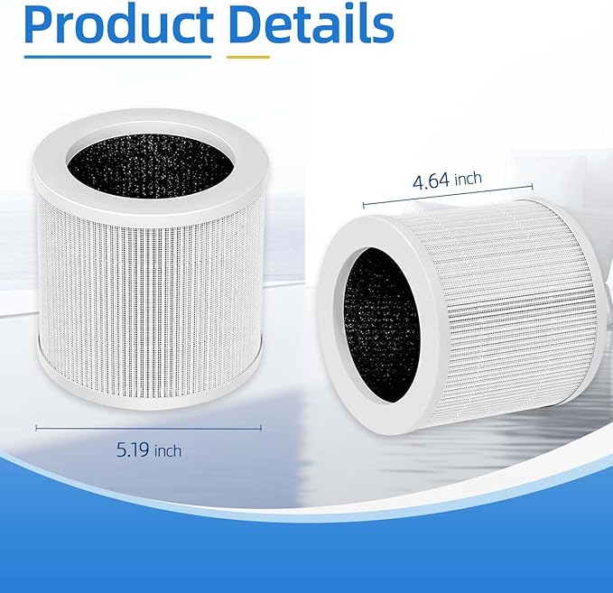 2 Pack A1 Replacement Filter Compatible with VEWIOR Air Pu-rifier HQKJ-80,HQSC-50,KOIOS HQKJ-50 Air Purifier,AMEIFU AP01W,H13 True HEPA Air Cleaner Filter for A1 Air Pu-rifier