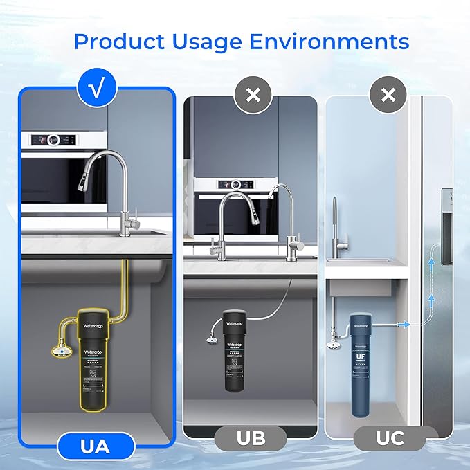 Waterdrop 17UA 3 Years Under Sink Water Filter, Under Sink Water Filtration System, Reduces PFAS, PFOA/PFOS, Lead, Chlorine, Under Sink Water Filter, NSF/ANSI 42 Certified, 24K Gallons