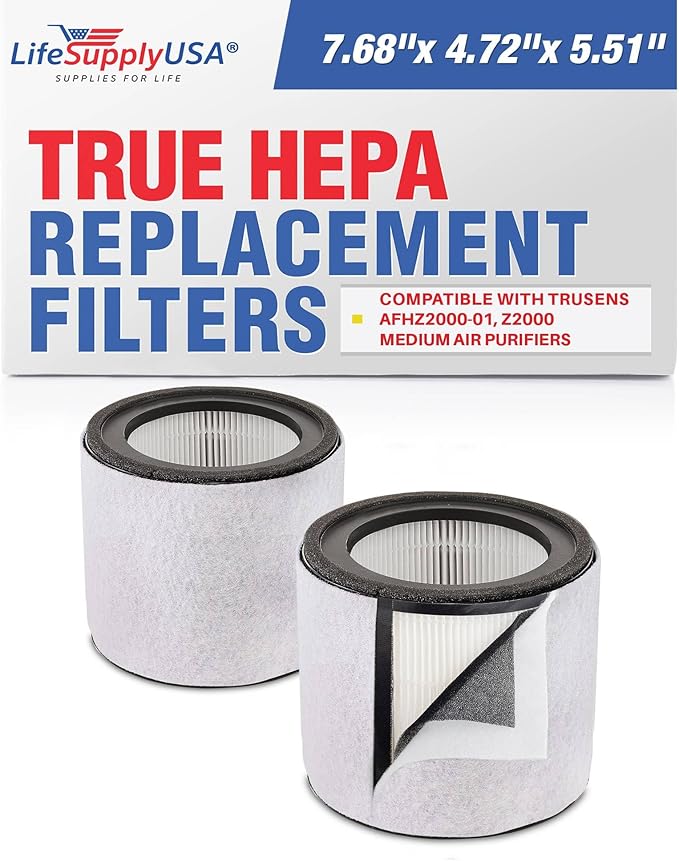 True HEPA + Carbon + Pre-Filter Replacement for AFHZ2000-01 | Fits TruSens Z-2000 Medium Air Purifier – 360° 3-Stage - (2-Pack) by LifeSupplyUSA