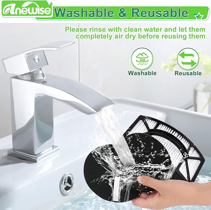 Filter Replacement for Bissell CleanView 2486, 2487, 2488, 2490, 2492, PowerClean 2494 Vacuum, Compare to Part # 1604130, 1601972, 1608225, 2 HEPA +4 Foam & Felt Filters